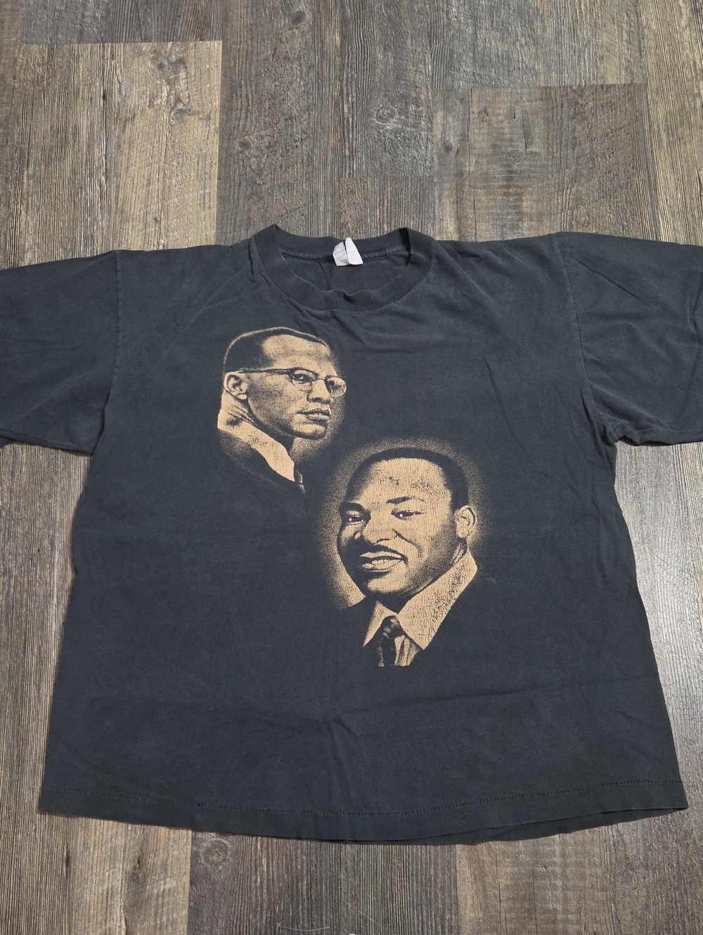 Black Graphic Short-Sleeve Men's T-Shirt with Portrait Print